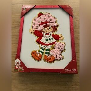 Strawberry Shortcake Wall Art - Pink & Red Plush Embroidered Frame